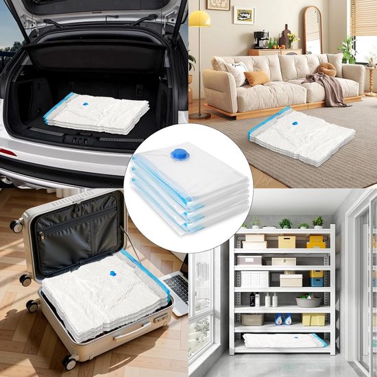 Vacuüm Opbergzakken - Compressiezakken Kleding - Ruimte Besparen - Extra Grote Sterke Zakken - 6 Stuks 100x130cm - Transparant — afbeelding 2