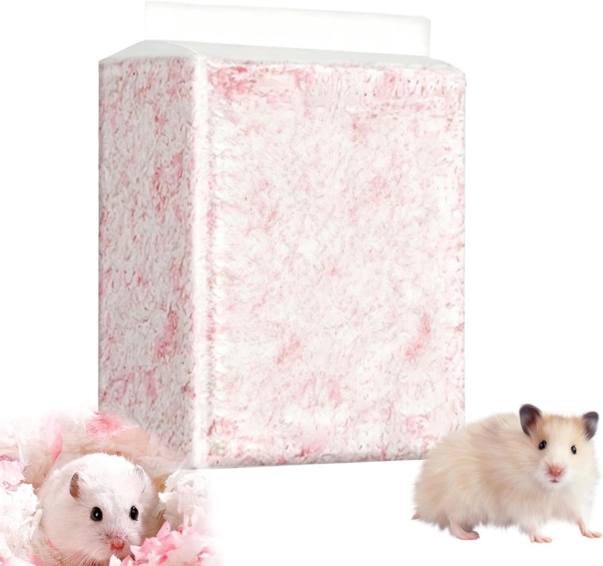 Hamsterbedding Bodembedekking - Nestmateriaal Knaagdier - Kooien Inrichten - Stofvrij en Absorberend - 450 g - Roze