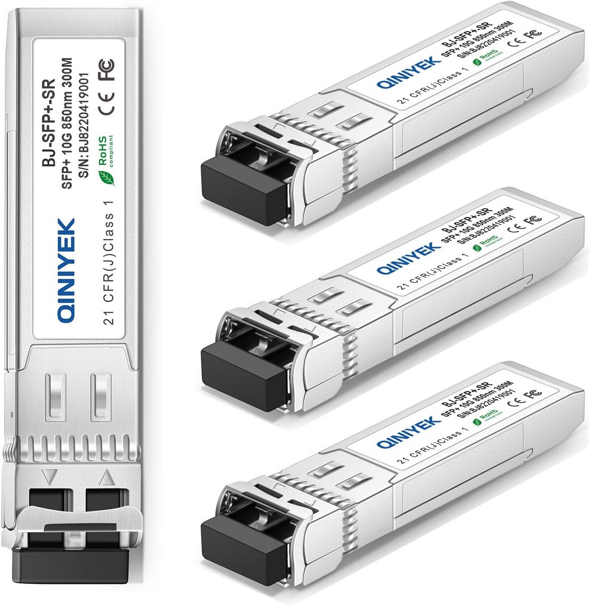 4-Pack 10G SFP+ Glasvezel Transceiver Module, Multimode LC, 850nm tot 300m
