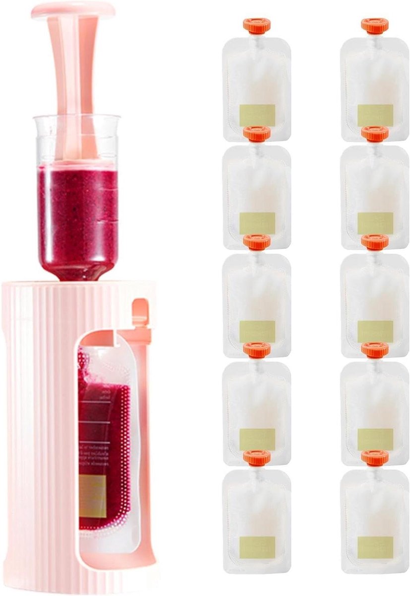 Citroenpers - Fruitknijper Pureepers - Kindermaaltijden Maken - Voorkomt Voedselverspilling - 18 cm - Roze