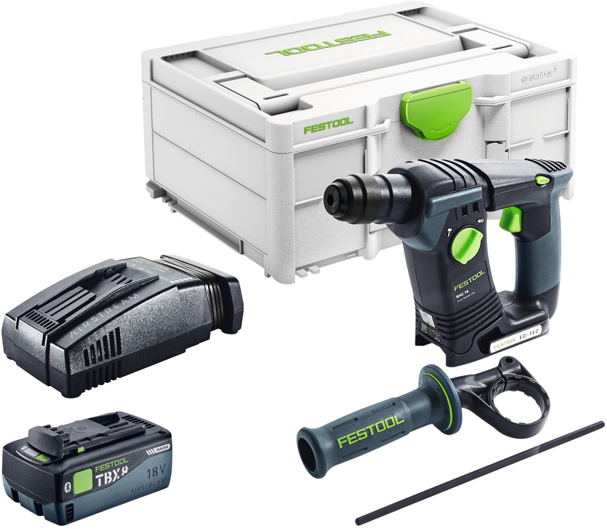 Festool BHC 18-Basic accuboorhamer 18 V 1,8 J SDS Plus Brushless + 1x accu 8,0 Ah + snellader + Systainer