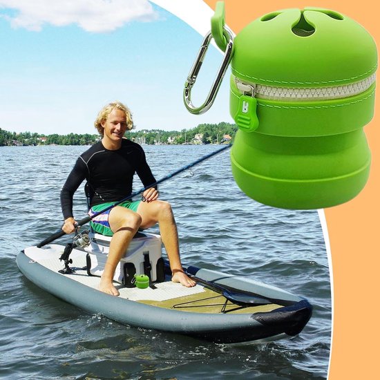 Camping Afvalbak - Opvouwbare Vuilnisbak - Buiten Opruimen - Compact Opvouwbaar - 7.3 x 7 cm - Groen — afbeelding 2