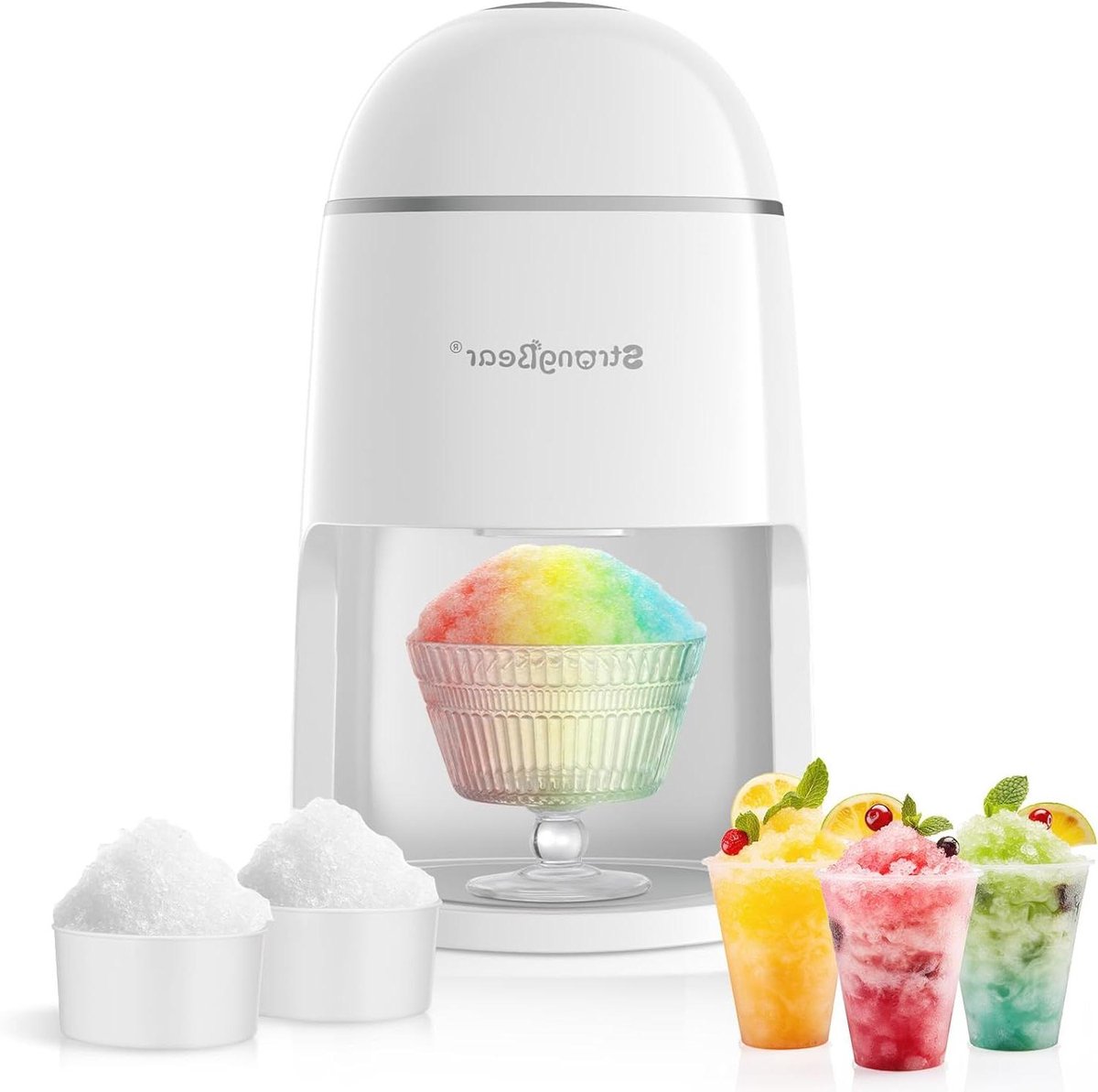 IJsscheerapparaat Elektrisch - Sneeuwkegel Machine - Zomerse Drankjes Maken - Snel Scheerend IJs - 19 cm Breed - Wit