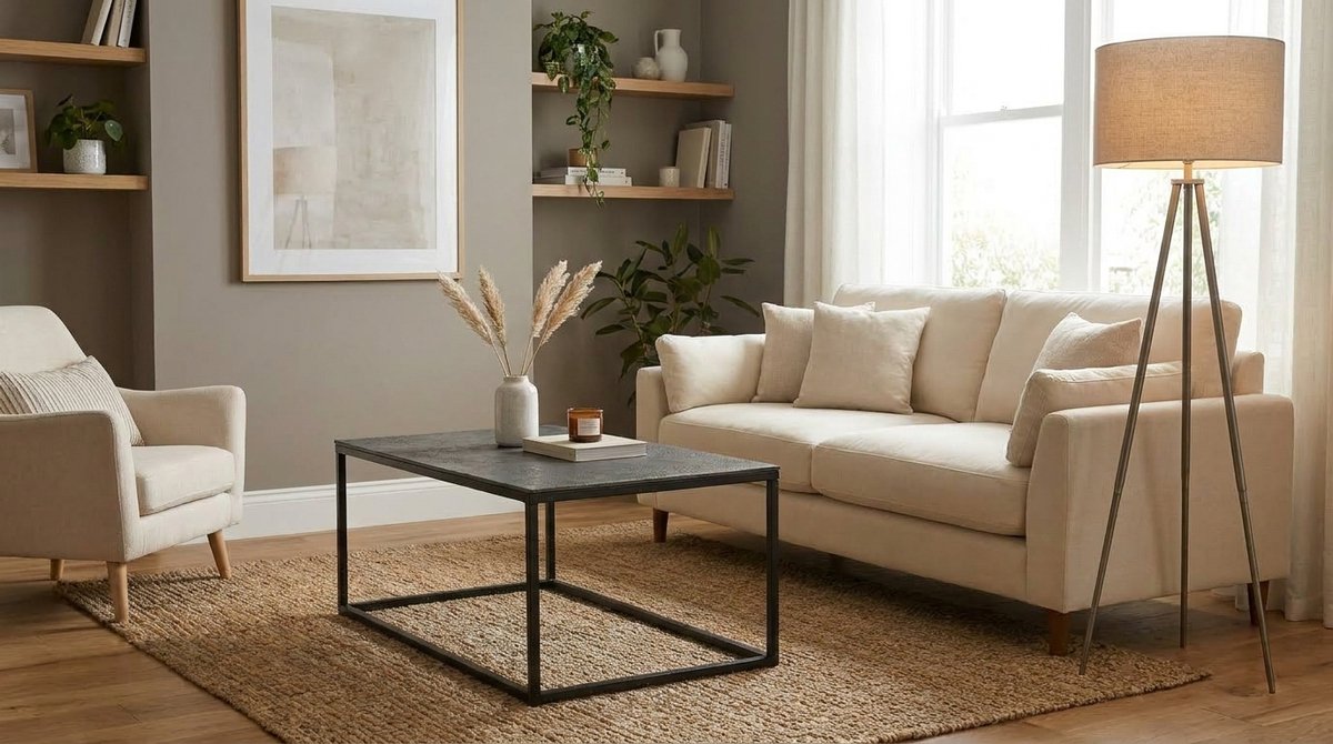 Salontafel – House&Garden Pride Luxe Industrieel Design – 100x60x45 cm – Antiek Ash Gegoten Metaal – Rechthoekige Design Salontafel met Zwart Frame