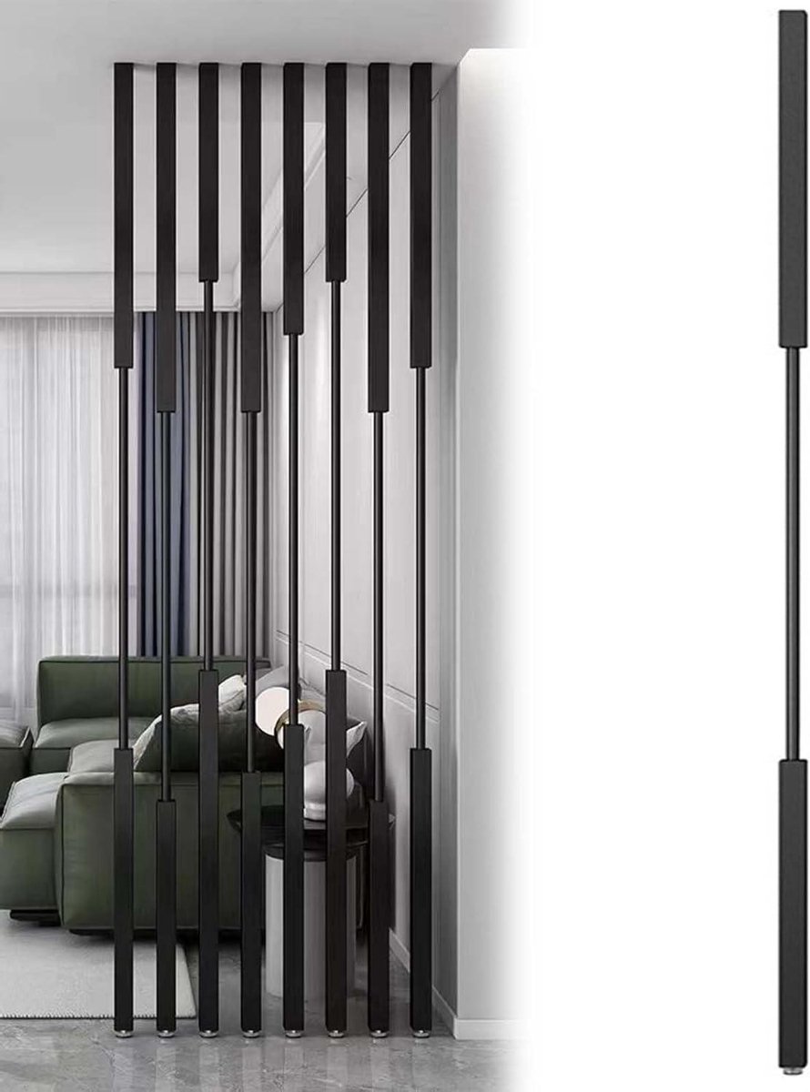 Scheidingswand paal - Decoratieve kolom - Ruimte verdelen - Installatie zonder boren - 250 cm - Zwart