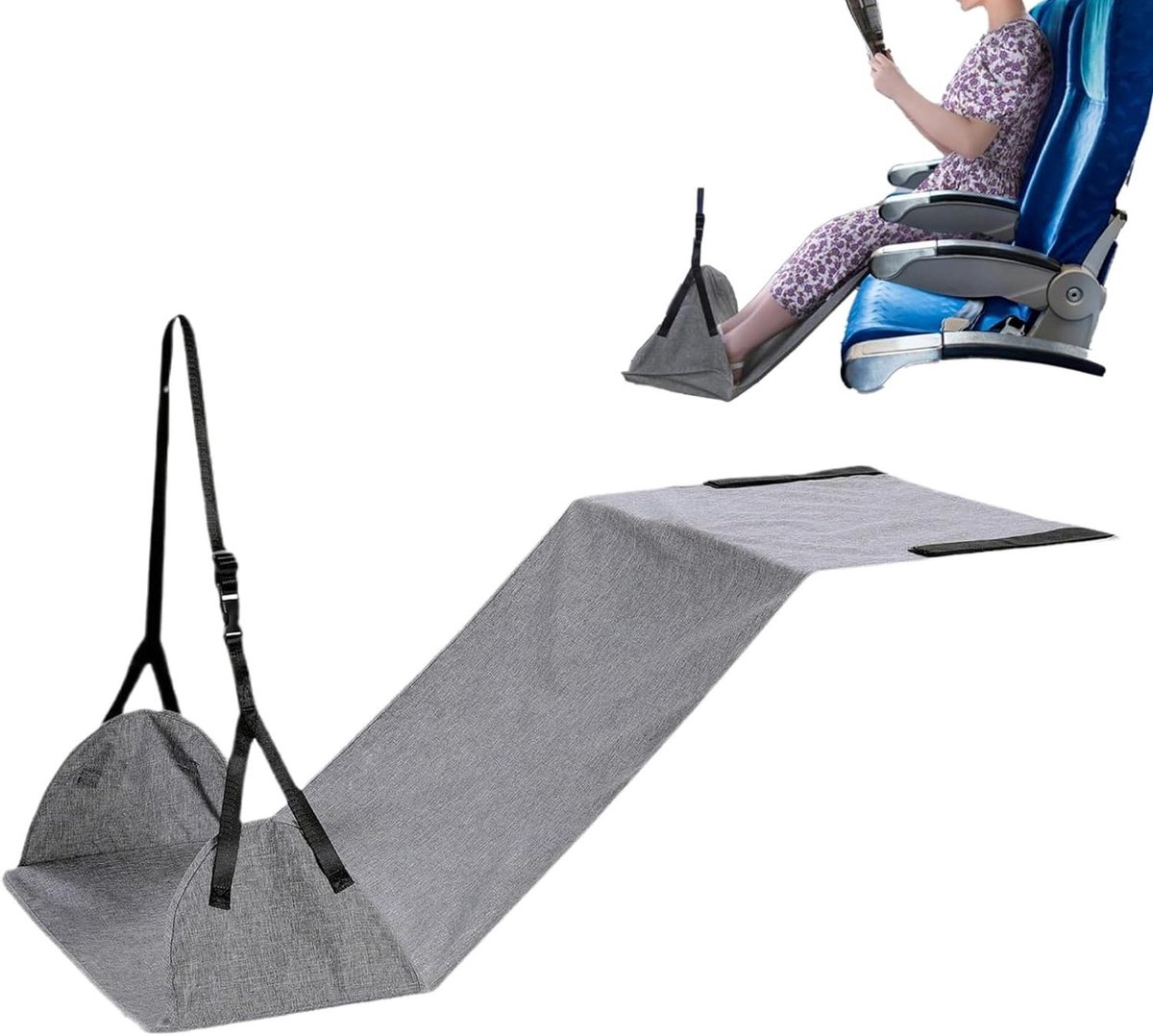 Voet Hangmat - Reis Voetensteun - Comfortabel Reizen - Flexibele Hoogte - 100x45cm - Zwart
