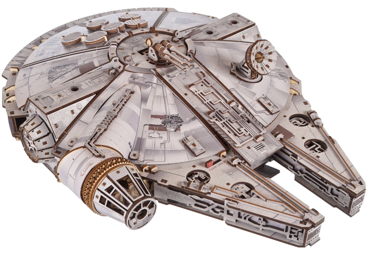 UGEARS 3D Modelbouw - Millenium Falcon - Star Wars - Mechanisch Bouwpakket Hout - Educatief Speelgoed — afbeelding 10