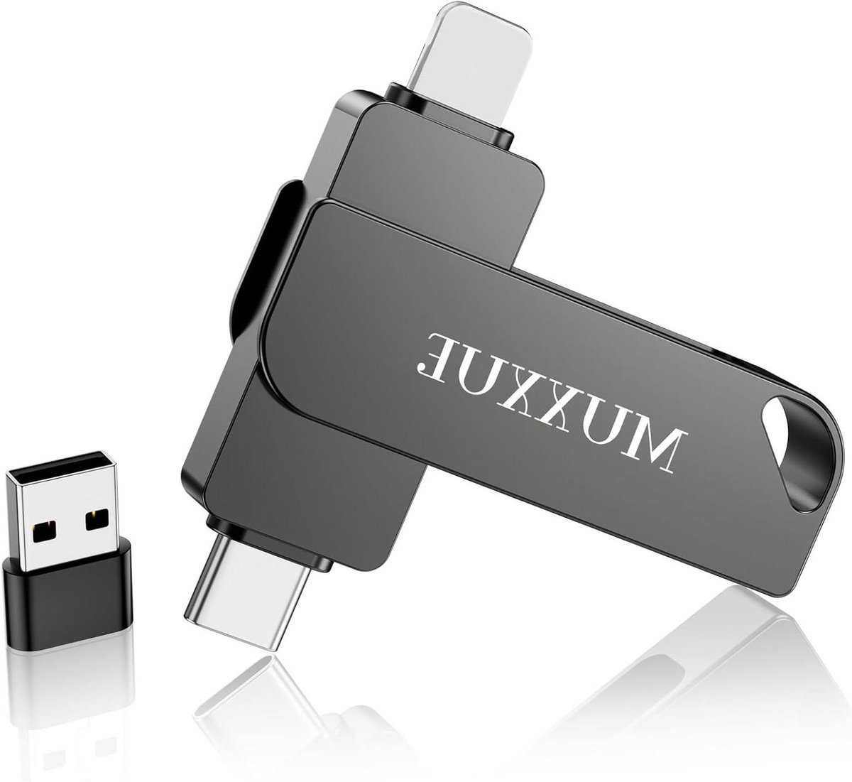 Geheugenstick USB C - Externe Opslag - Foto's Opslaan - 3-in-1 Aansluitingen - 128 GB - Grijs