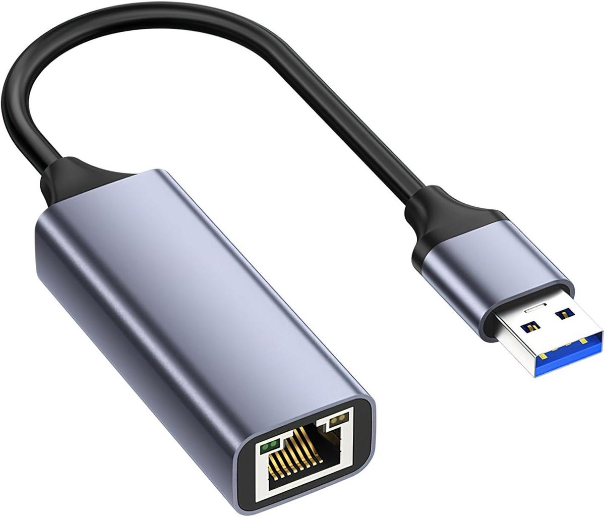 Ethernet Adapter - USB LAN - Stabiel Internet - Gigabit Snelheid - 1000 Mbps - Grijs