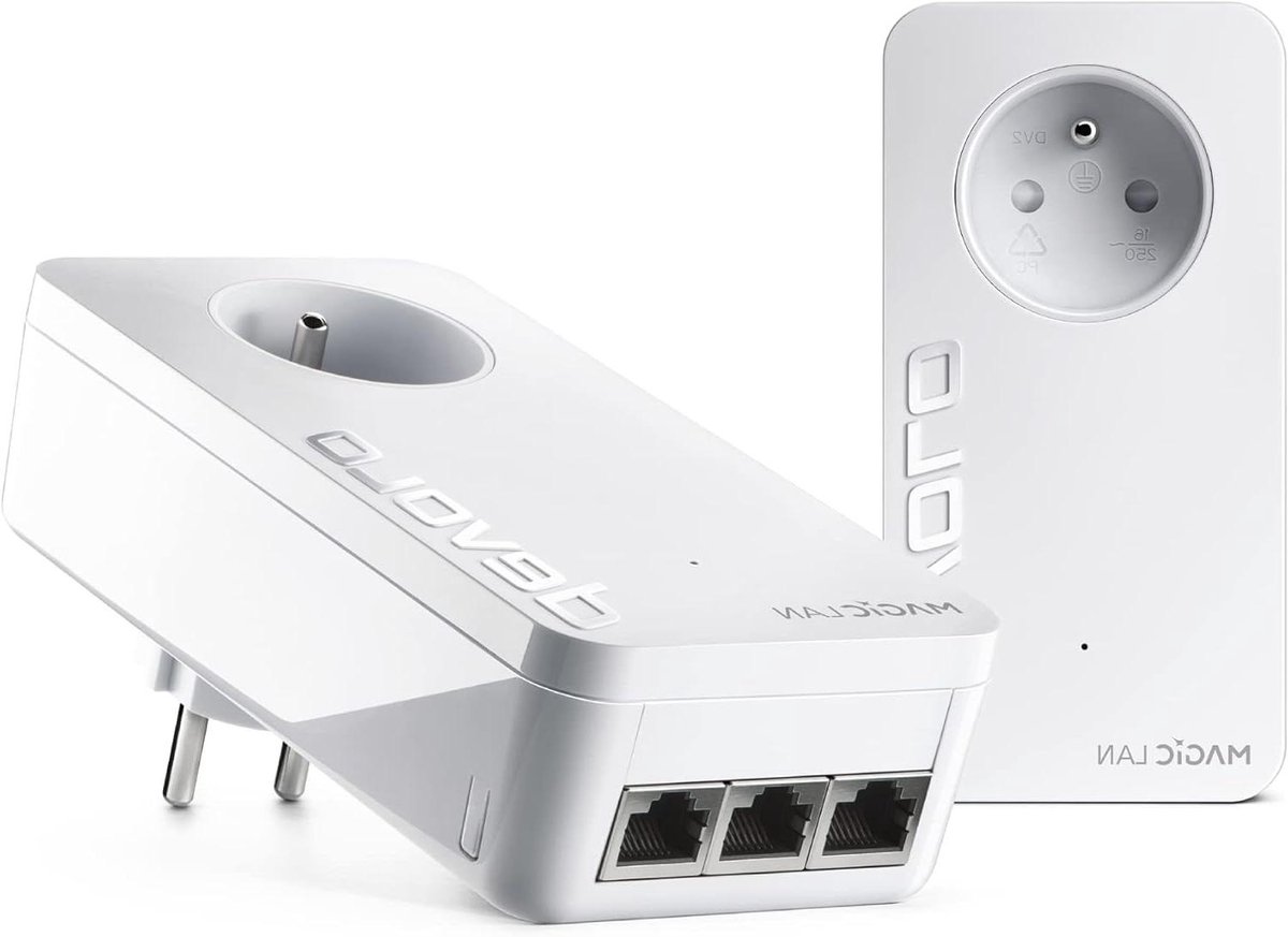 Powerline Starter Kit - Netwerk Adapter - Internet Verbinding - 2400 Mbps Snelheid - Triple LAN - Wit