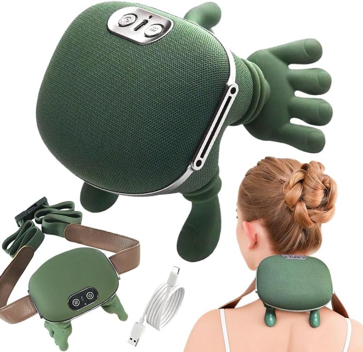 Nekmassager - Schouderapparaat - Spierontspanning - Draadloos met warmte - 12 x 11 x 145 cm - Zwart