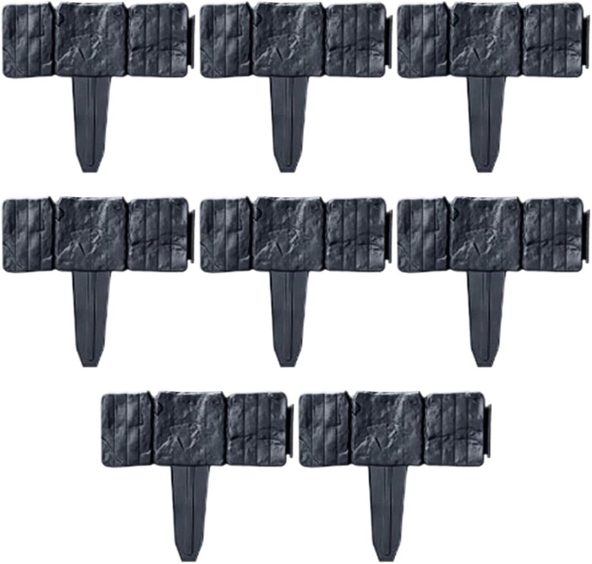 Tuinrand Steenlook - Decoratieve Border - Tuinaanleg Afscheiding - Gereedschapsloze Installatie - 10 Stuks - Zwart