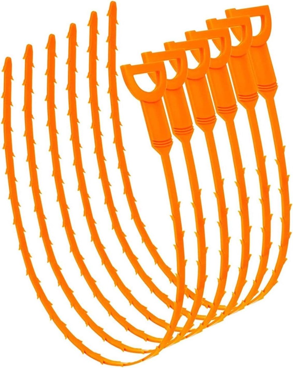 Afvoerreiniger slang - Verstoppingsverwijderaar set - Verstoppingen verwijderen - Flexibel PP materiaal - 6 stuks 51 cm - Grijs