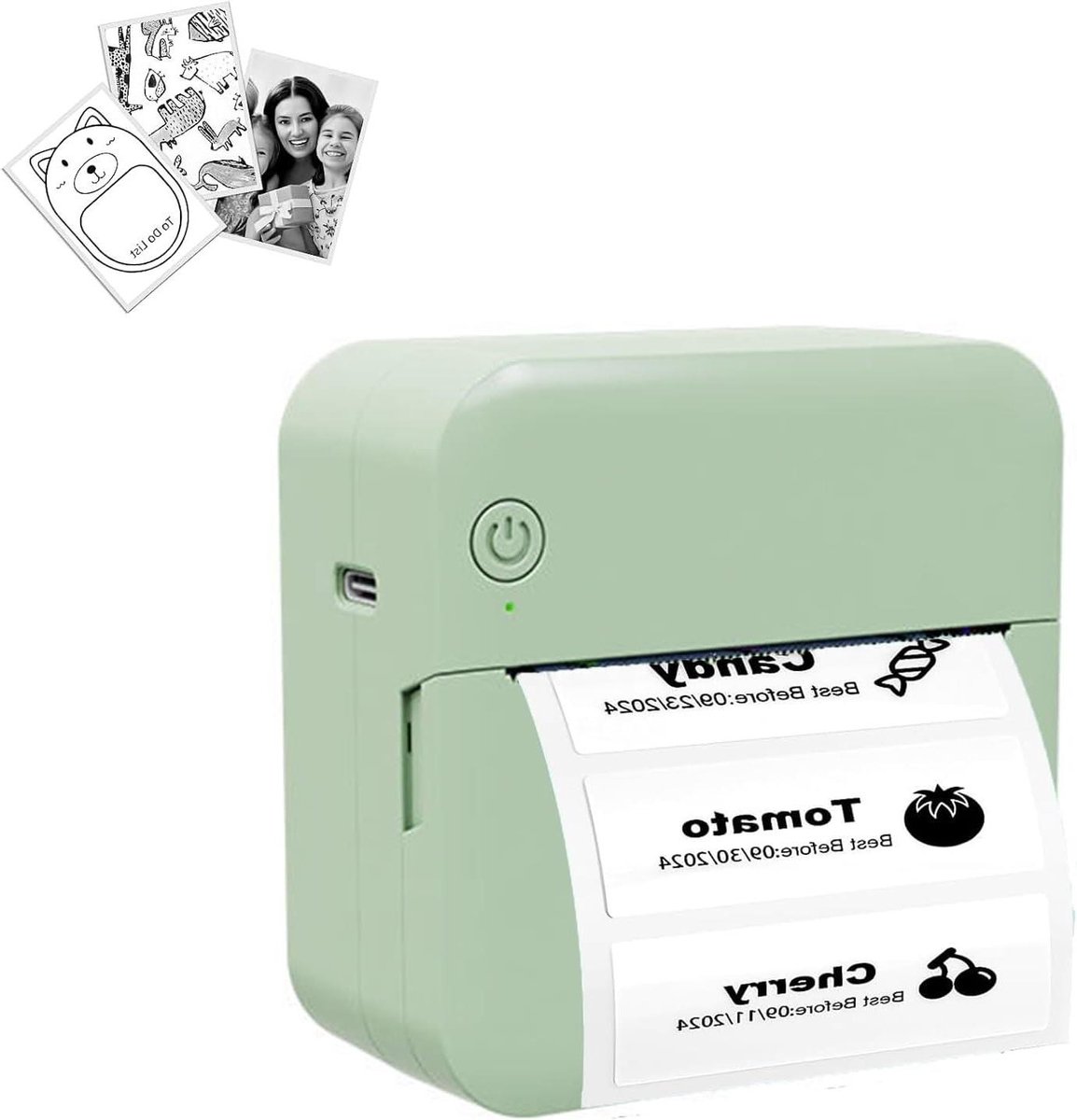 Draagbare Printer - Labelmaker Sticker - Notities Maken Diy - Draadloze Connectiviteit - 300 DPI Resolutie - Groen