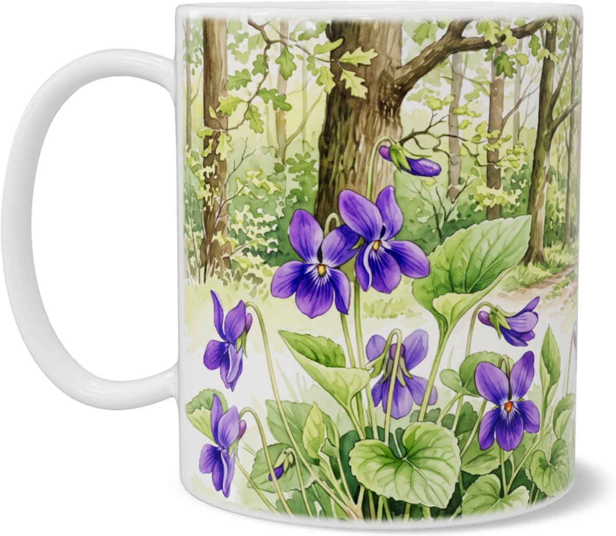 Mok Aquarel Series Wilde Viooltjes Bosbeek Lente Illustratie