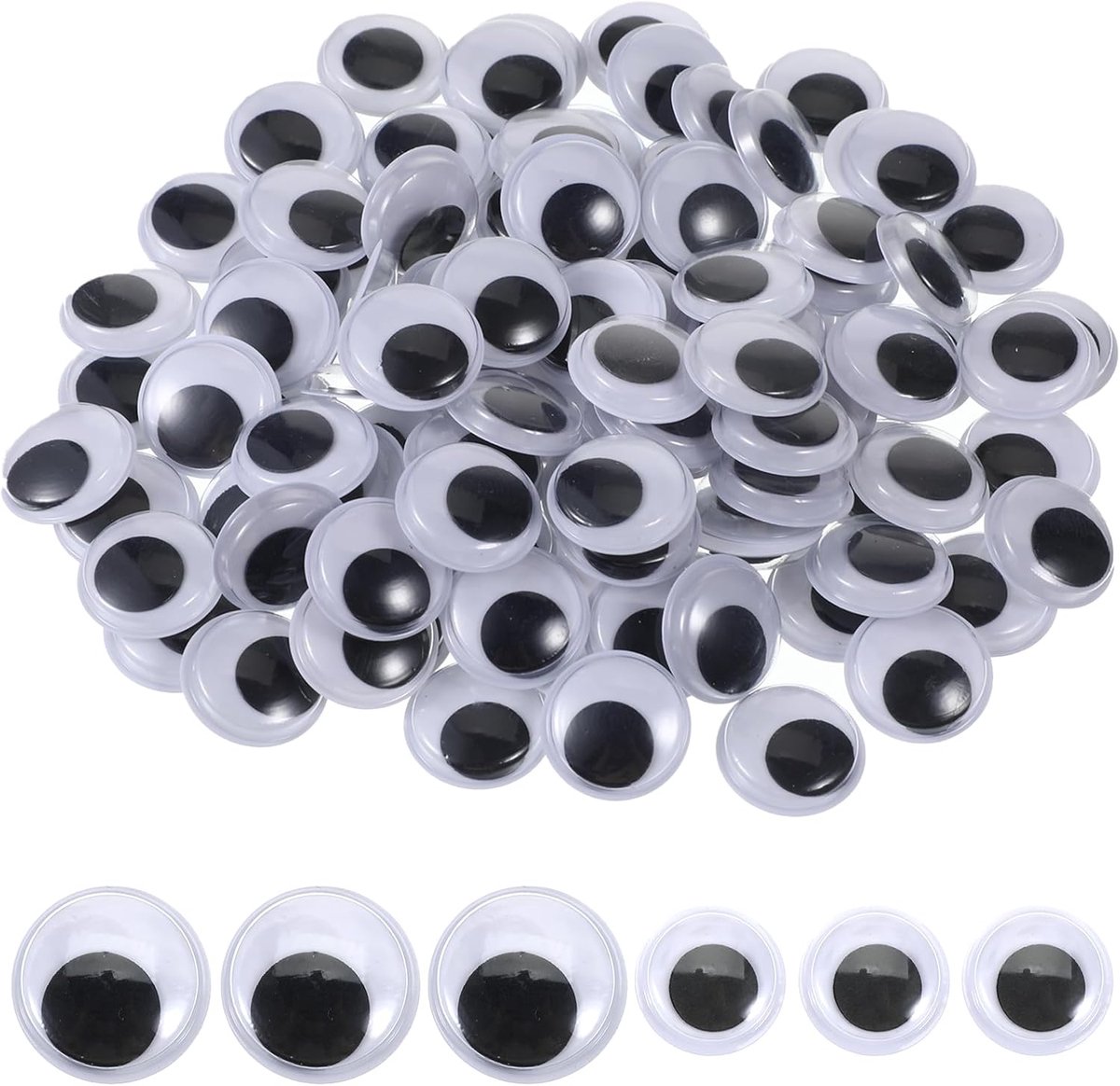 Wiebelogen Zelfklevend - Knutselogen Poppenogen - Creatief Knutselen - 200 Stuks Grote Set - 15mm en 20mm - Zwart Wit