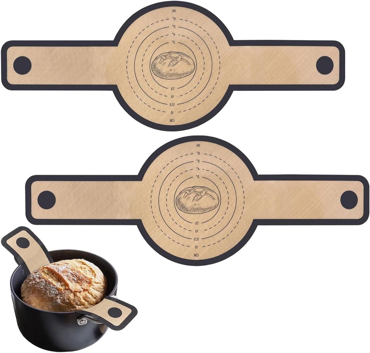 Siliconen Bakmat - Brood Slinger - Brood Bakken - Lange Handgrepen - 2 Stuks 56cm - Beige