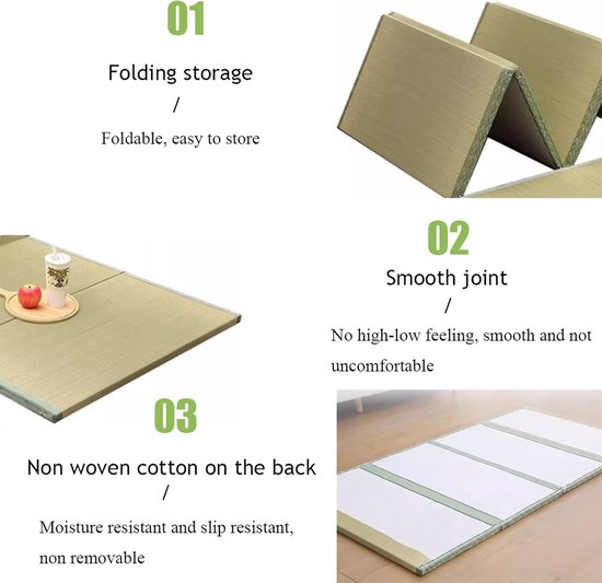 Japanse Vloermat Met Verse Geur, 4 Vouwen, Zomer Slaapmat Voor Vloeren, Meditatiemat, Yoga -matras(Size:75X200X3.5cm) — afbeelding 5