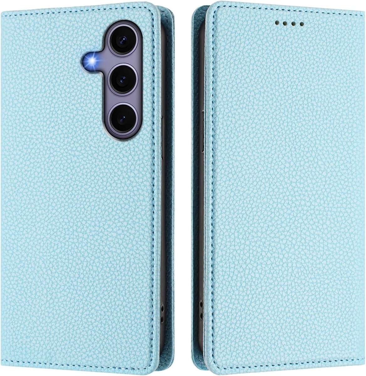 Wallet Case voor Samsung Galaxy S25 - RFID Bescherming, Schokbestendig, Met Kaartsleuven en Magnetische Sluiting - Flip Folio Notebook Stijl L-blue
