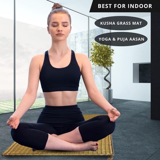 Handgemaakte Grasmat - Kusha Aasan - Meditatie en Yoga - Natuurlijk Materiaal - Rechthoekig - Multicolor — afbeelding 2