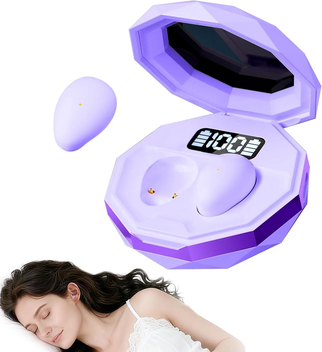 Slaap Hoofdtelefoon - Mini Oordopjes - Rustige Slaap - Bluetooth 5.4 - 28 Uur Batterij - Paars