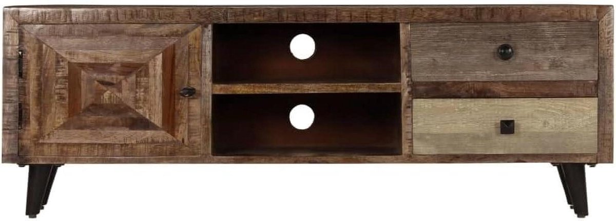 Tv-commode Massief Hout - Dressoir Mango - Media Opbergen - Handgemaakt Uniek - 118 cm Breed - Bruin