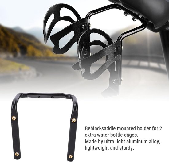 Dubbele Bidonhouder - Fleshouder Adapter - Fietsen Onder Zadel - Lichtgewicht Aluminium - 15x12x7 cm - Zwart — afbeelding 4