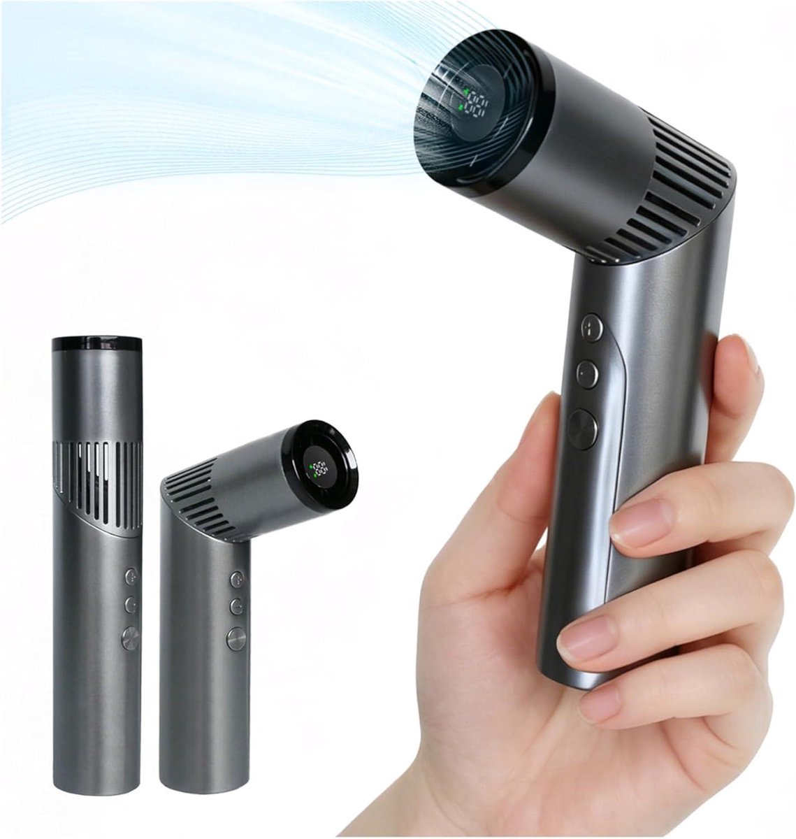 Handventilator - Draagbare ventilator - Reizen en outdoor - Traploze snelheidsregeling - 163 cm - Grijs