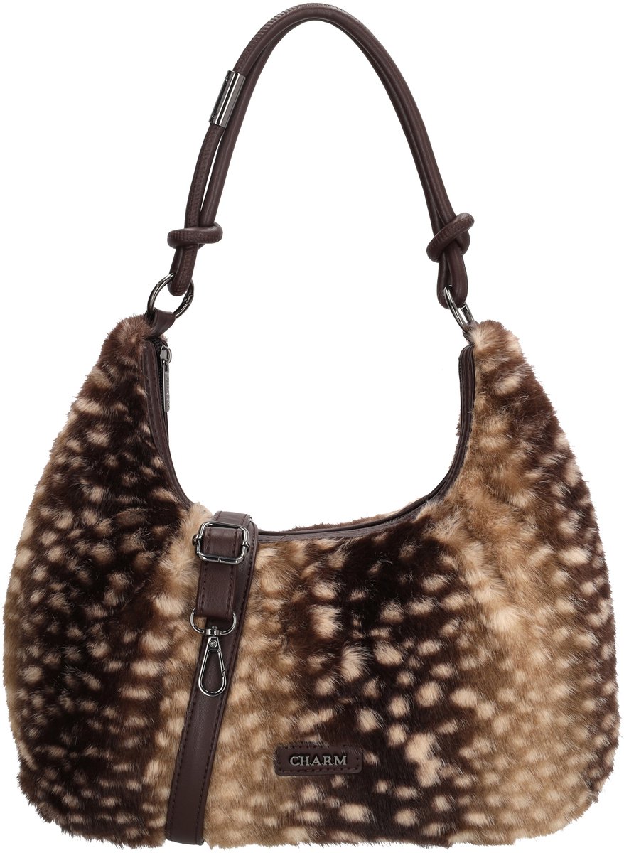 Charm London Oslo Schoudertas - Bonte Tas - Verstelbare Schouderband - Ritssluiting - Compacte Damestas - Crossbody - Hert
