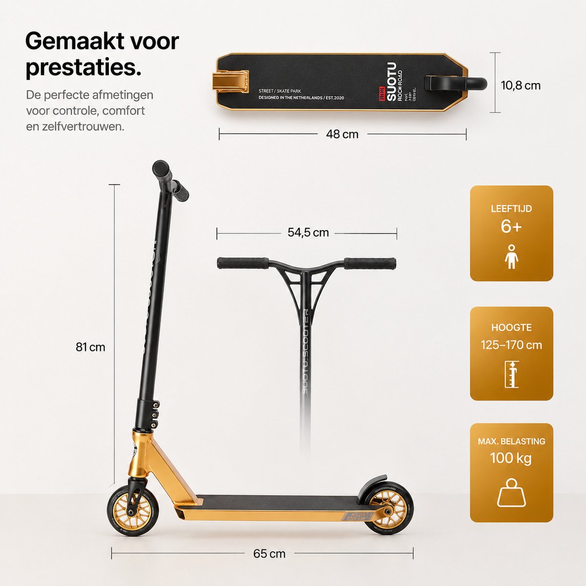 Suotu Stuntstep - Step - Kinderstep - Speelgoed Jongens/Meisjes - ABEC-7 - Aluminium - Goud — afbeelding 6