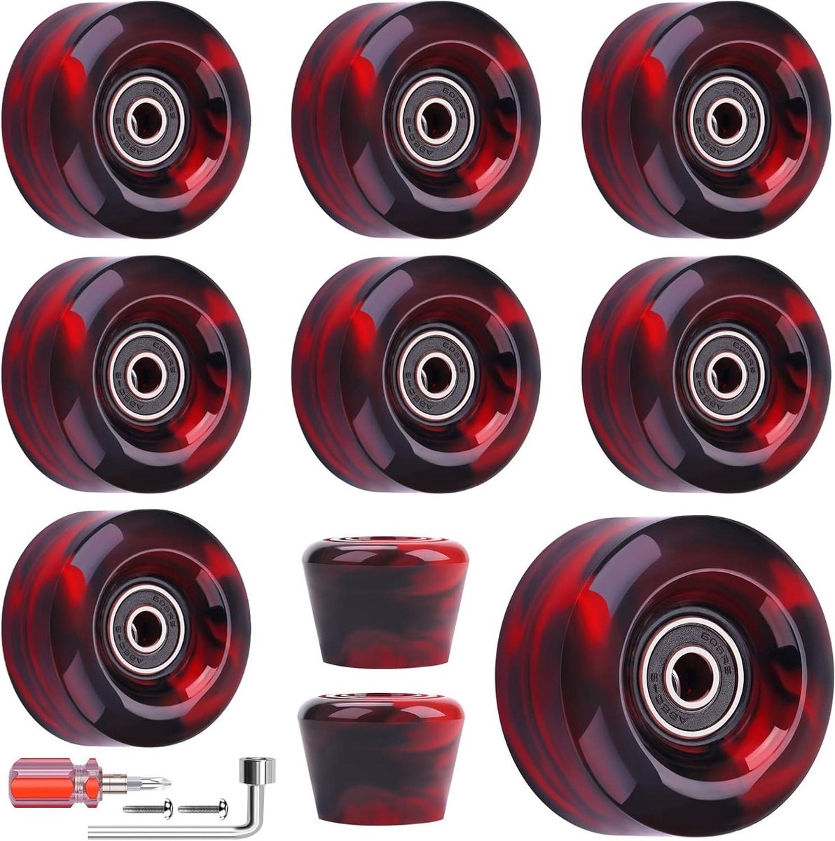Rolschaatswielen Set Vervangende Wielen Skeeleren Binnen Buiten Met Lagers Teenstoppers 8 Stuks 32mm Mix