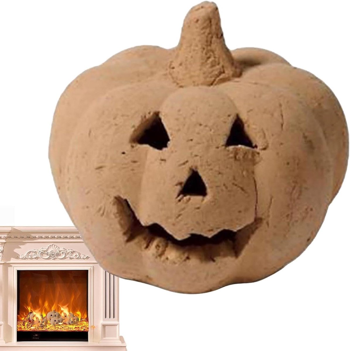 Halloween Vuurkorf - Pompoen Decoratie - Feestelijke Sfeer - Hittebestendig Keramiek - 15 cm - Oranje