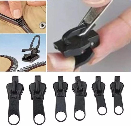 Rits reparatie set - Schuifregelaar vervanging - Bagage herstellen - Zonder naaien - 6 stuks - Zwart — afbeelding 4