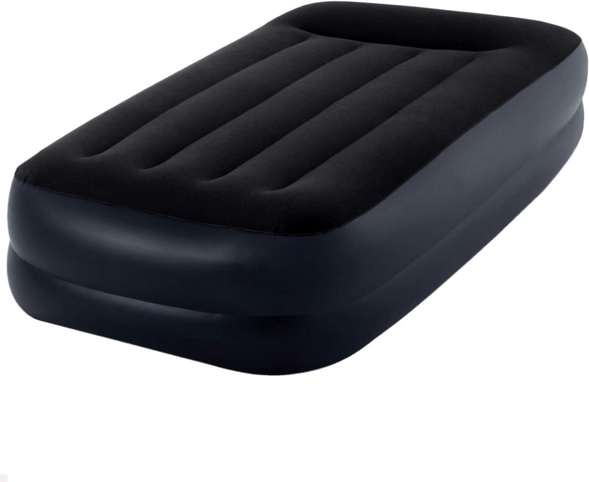 Opblaasbaar Bed - Luchtbed Hoofdeinde - Logeren Thuis - Ingebouwde Pomp - 99x191x42cm - Zwart