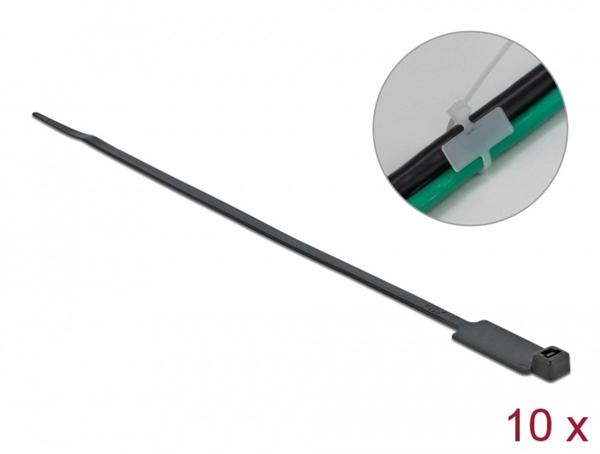 DeLOCK 18961 kabelbinder Parallel entry cable tie Polyamide Zwart 10 stuk(s)