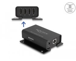 Delock 4 Port USB 2.0 Isolator Hub with 5 kV Isolation for data lines
