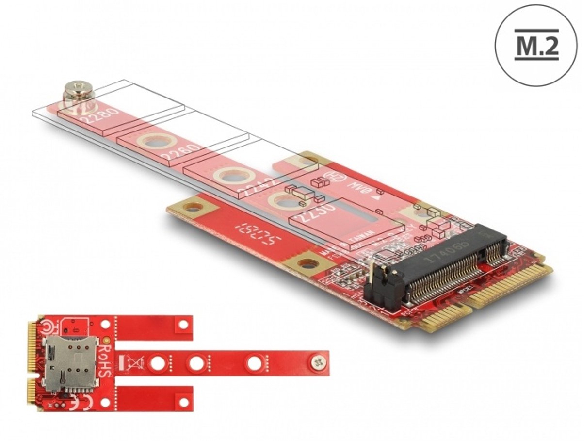 Converter Mini PCie> M.2 Key B Slot + Micro Sim Slot
