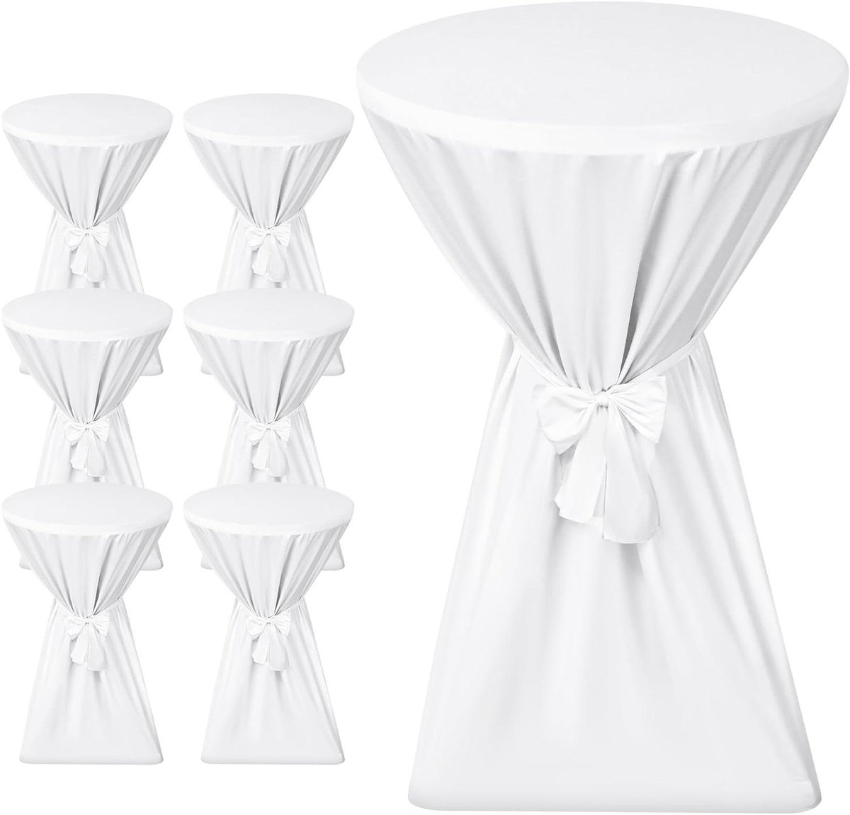 Statafelhoezen Set - Tafelbekleding - Feestelijke Decoratie - Antislip Grip - 6 Stuks 60 cm - Wit