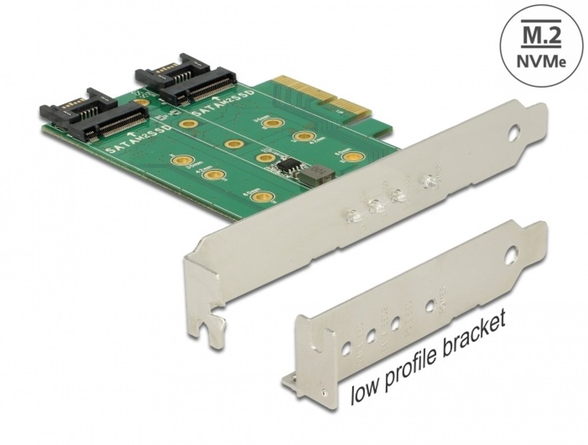 PCI Express -kaart> 3 x M.2 Slot - Low Profile Form Factor