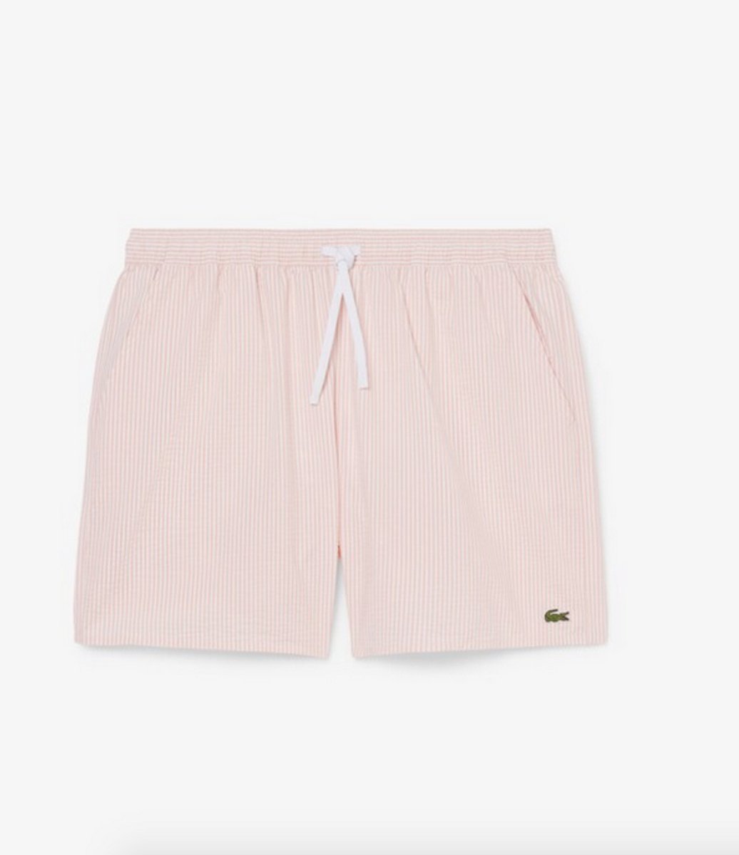 Zwembroek Lacoste Men MH9089 Striped Textured Blanc/Rose-L Roze