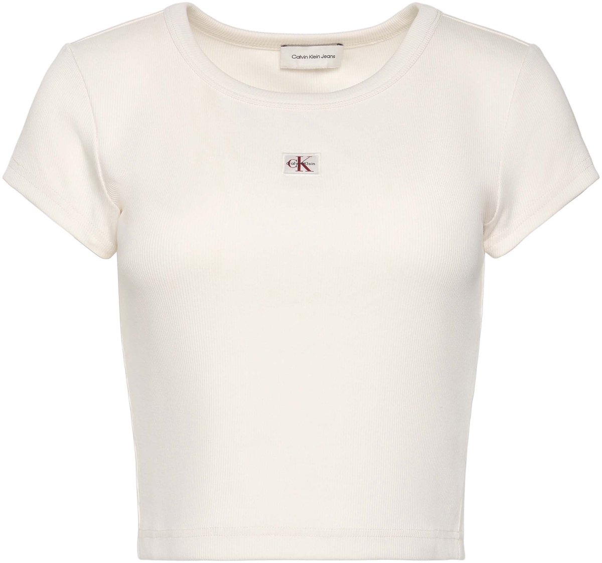 T-Shirt Ck Jeans Geweven Label 2X2 Baby Fashion Wear Vrouwen Beige