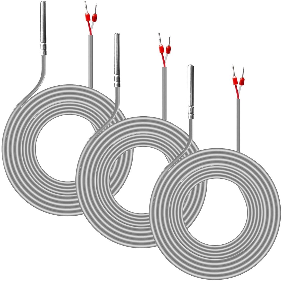 Waterdichte PT1000 temperatuursensor, 3 stuks, roestvrijstaal, 3 meter kabel voor industriële toepassingen en smart home systemen