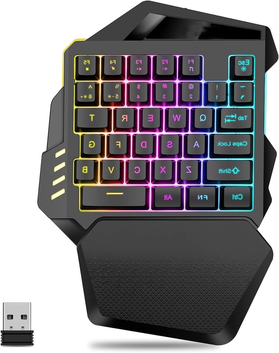 Compacte mechanische gaming toetsenbord met 35 toetsen, FN-toetsen en 5 multimedia toetsen, ideaal voor gamers en onderweg