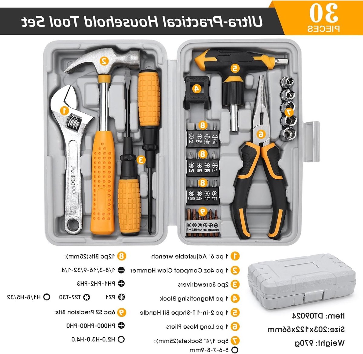 Compacte Handgereedschapset voor Huishoudelijke Klussen, Draagbare Gereedschapskoffer met Essentiële Tools voor Thuis en Kantoor — cadeau in Gereedschap - foto 7