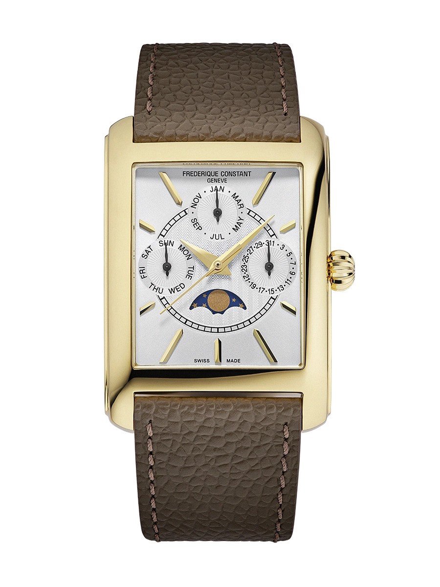 Frédérique Constant Classics Carrée Moonphase FC-265S4C5 Horloge - Leer - Bruin - Ø 36 mm