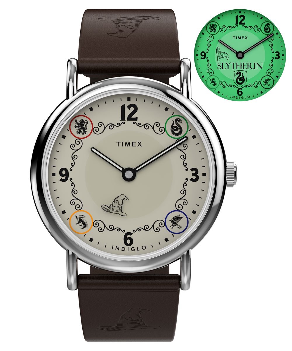 Timex Harry Potter x Timex Weekender Slytherin House TW2Y76400 Horloge - Leer - Bruin - Ø 38 mm