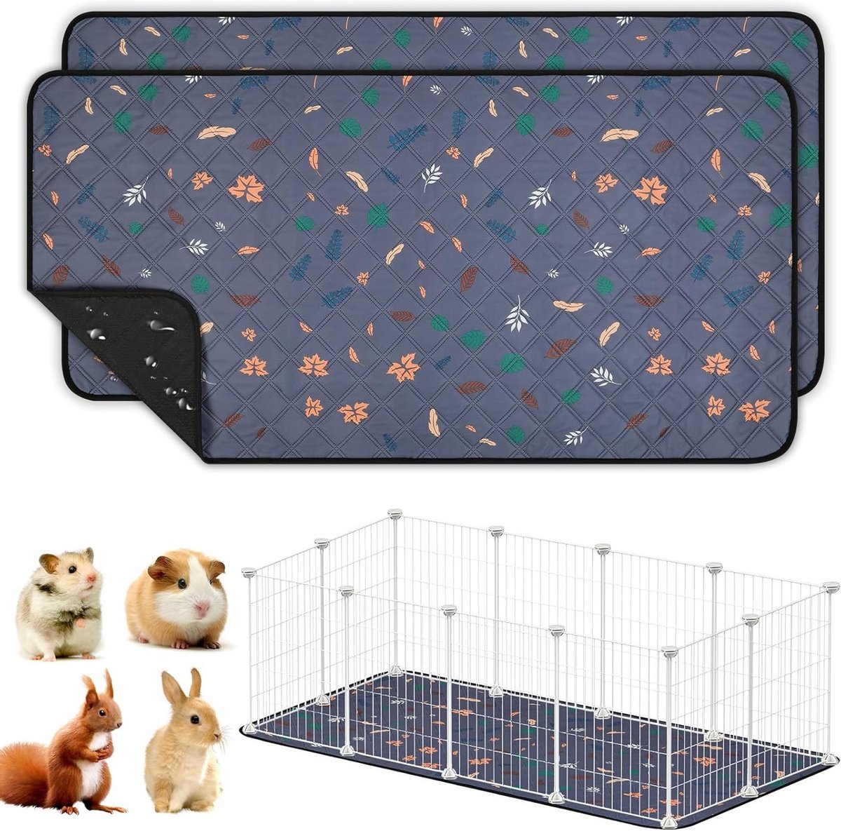 Cavia Kooi Liner - Waterdichte Bodembedekking voor Cavia's, Herbruikbare Absorberende Mat, Antislip Deken voor Kleine Dieren zoals Hamsters en Konijnen