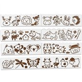 Wit kunststof tekensjablonen dieren set beide 8 stuks mini sjablonen met dierfiguren herbruikbare teken sjablonen voor knutselen en decoratie