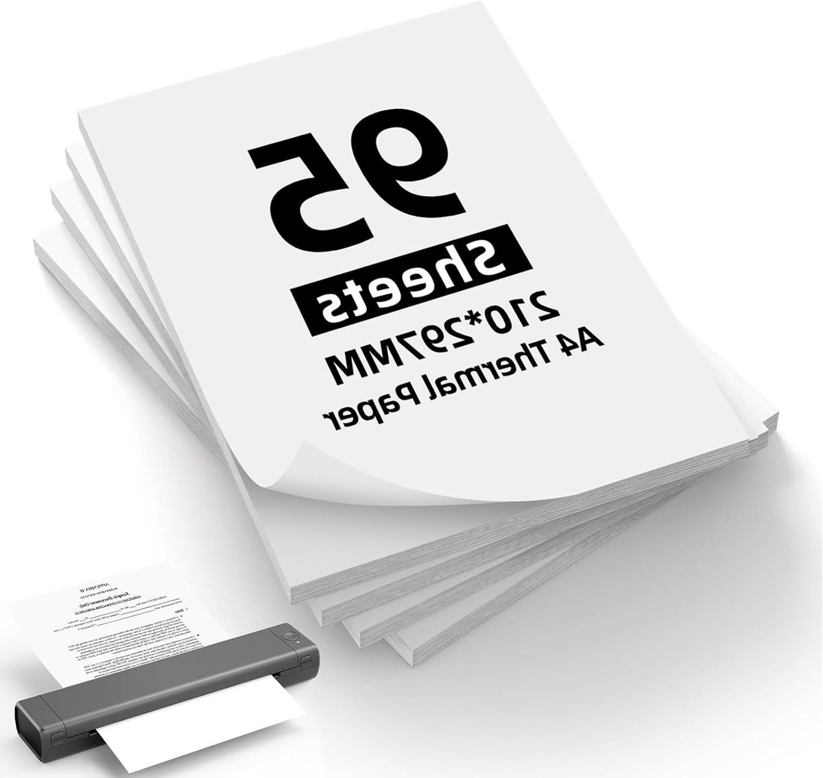 A4 thermisch papier, 95 vellen, BPA-vrij, sneldrogend, geschikt voor document- en fotoafdrukken met standaard thermische printers