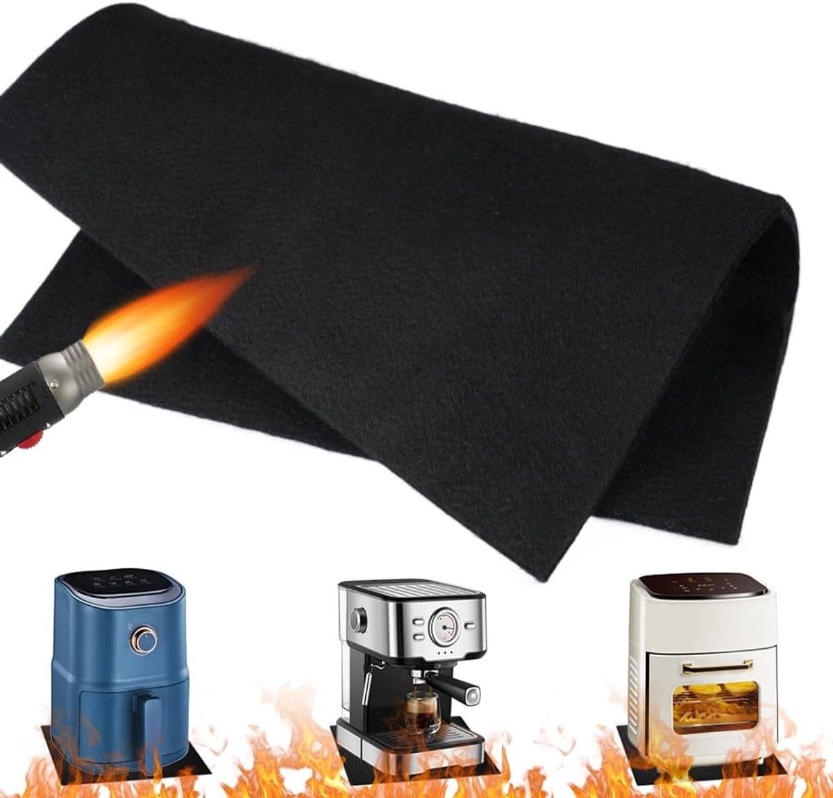 Hittebestendige Onderzetters van Vilt - Vuurvaste Mat voor Bescherming van Vloer en Tuin, Tot 1000°C, Zwart, 30x30 cm, Ideaal voor Vuurschalen en Kachels